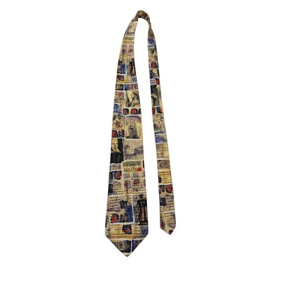 Alynn Neckwear Shakespeare Poetry Vintage Novelty Necktie 100% Silk - Picture 2 of 7